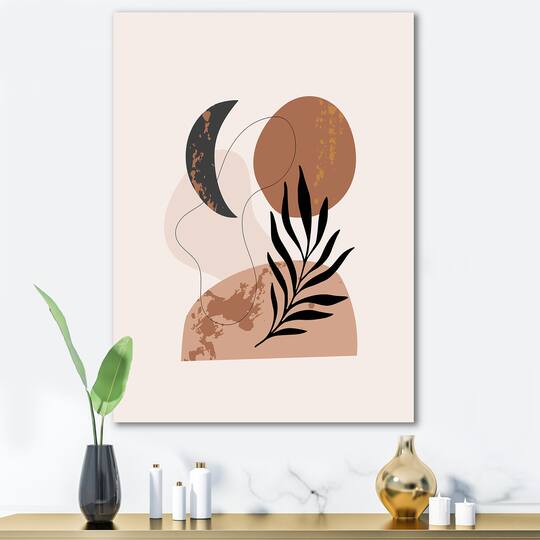 Designart - Moon & Sun Shapes In Retro Terracotta Tones I